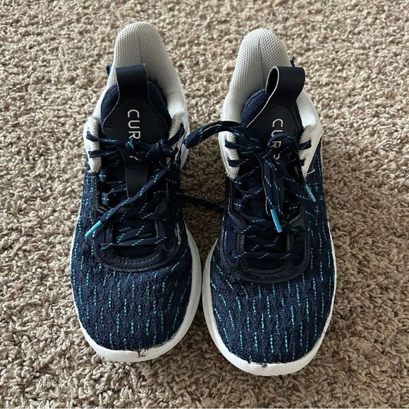 Under Armour Team Curry Flow 9 Basketball Shoes Navy/White Size Men's 7 W 8.5 - Picture 2 of 13